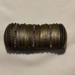 Textured Bronze and rhinestone stretch bracelet